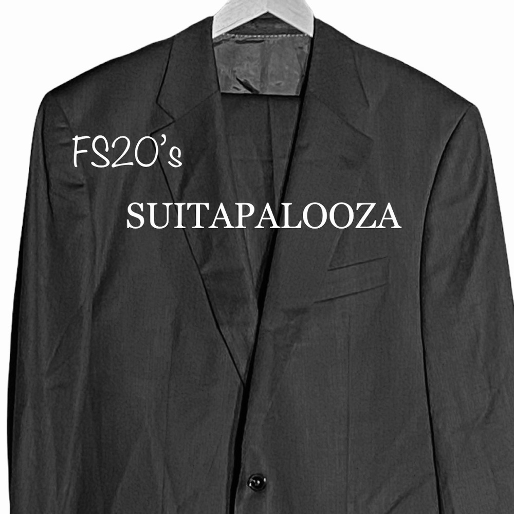 Bartolini Heather Gray 100% Wool 2 Button Canvas Stitching Double Vent Suit 44L